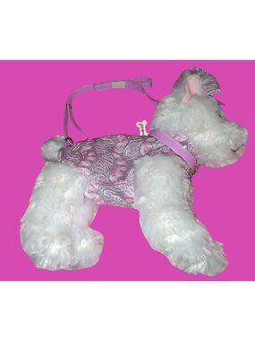 White Plush Dog Purse Pink Glitter Bow Adjustable Strap By Poochie & Co.BNWT